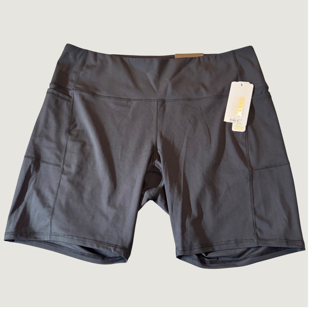 RBX Womens Compression Bike Shorts 3X Black Side Pockets Athleisure Utility